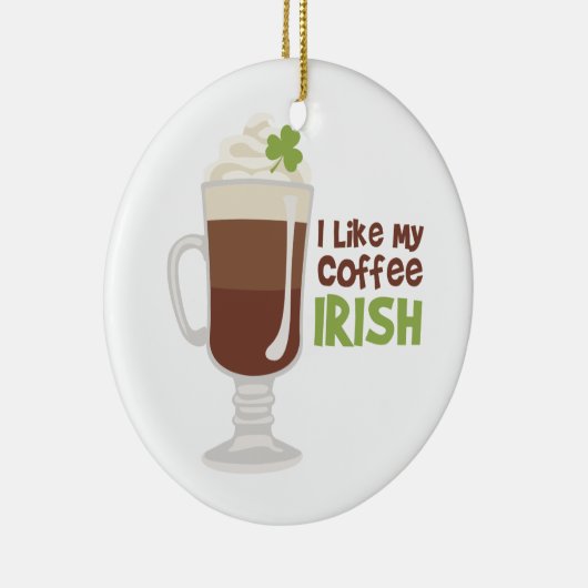 Ornement Rond En Céramique J'aime mon café irlandais (Droite)