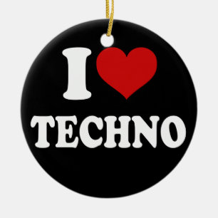 Ornement Rond En Céramique J'aime Techno