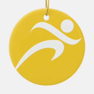 Ornement Rond En Céramique Jaune Ambre Courant