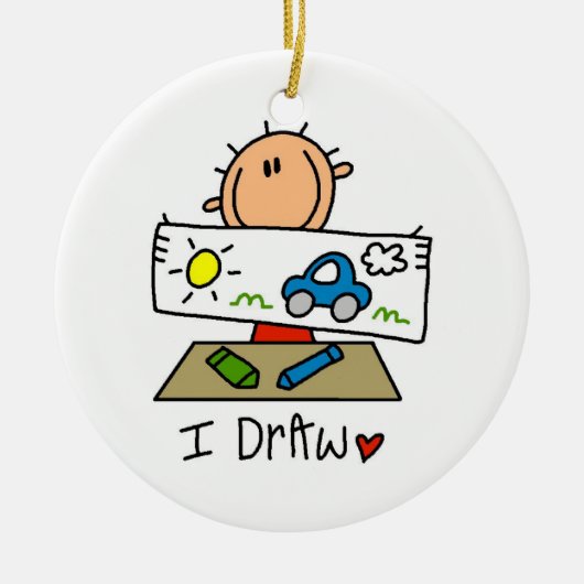 Ornement Rond En Céramique Je dessine (Devant)