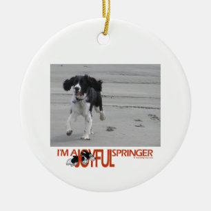 Ornement Rond En Céramique Je suis une personnaliser joyeuse de Springer avec