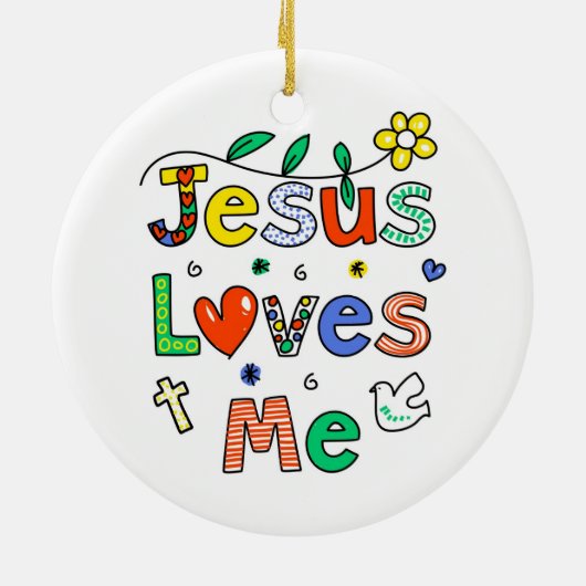 Ornement Rond En Céramique Jésus m'aime (Dos)