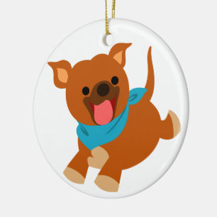 Ornement Rond En Céramique Joli caricature de l'Ornement de la Staffie