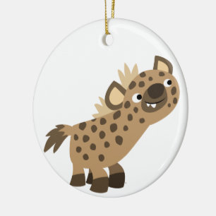 Ornement Rond En Céramique Joli Cartoon Curieux Hyena Ornament