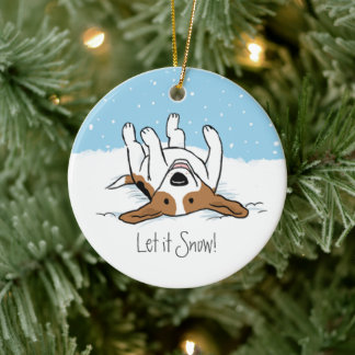 Ornement Rond En Céramique Joli Noël de chien Beagle de neige de vacances