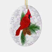 Ornement Rond En Céramique Joli oiseau rouge (Droite)