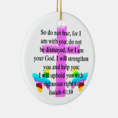 ORNEMENT ROND EN CÉRAMIQUE JOLIE SCRIPTURE ISAIAH 41:10 CONCEPTION (Droite)