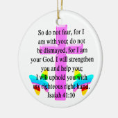 ORNEMENT ROND EN CÉRAMIQUE JOLIE SCRIPTURE ISAIAH 41:10 CONCEPTION (Gauche)