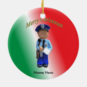 Ornement Rond En Céramique Jouet Policeman Custom Christmas