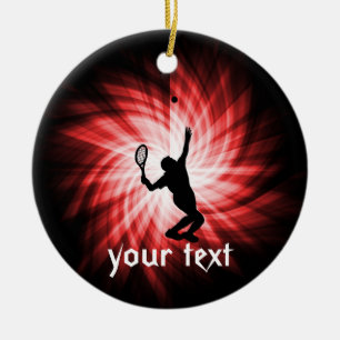 Ornement Rond En Céramique Joueur de tennis ; Rouge