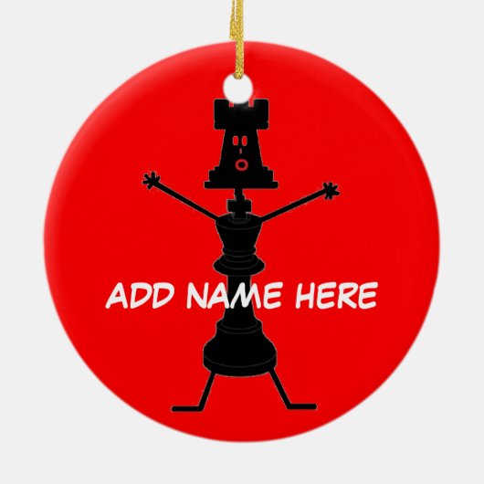 Ornement Rond En Céramique Joueur d'échecs personnalisé (Dos)