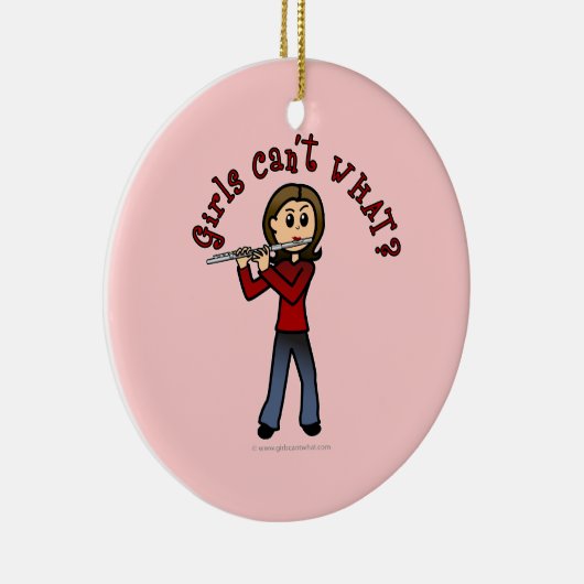 Ornement Rond En Céramique Joueuse de flûte légère (Droite)