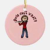 Ornement Rond En Céramique Joueuse de flûte légère (Devant)