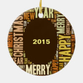 Ornement Rond En Céramique JOY Wordcloud Noël (Dos)