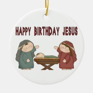 Ornement Rond En Céramique Joyeux anniversaire Jésus !