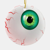 Ornement Rond En Céramique Joyeux Halloween ! Eyeball vert éffrayant (Devant)