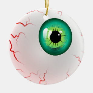 Ornement Rond En Céramique Joyeux Halloween ! Eyeball vert éffrayant