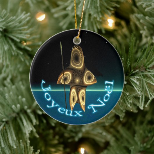 Ornement Rond En Céramique Joyeux Noё l - Chasseur inuit fragile (Arbre)