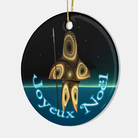 Ornement Rond En Céramique Joyeux Noё l - Chasseur inuit fragile (Gauche)