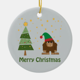 Ornement Rond En Céramique Joyeux Noël Bigfoot