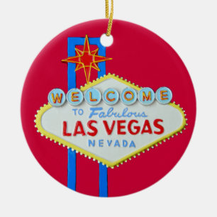 Ornement Rond En Céramique Joyeux Noël de Las Vegas