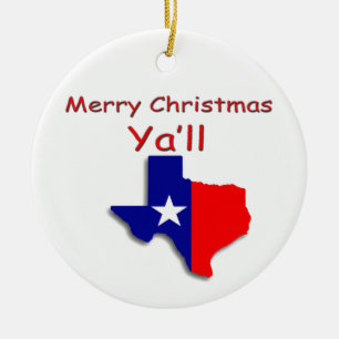 Ornement Rond En Céramique Joyeux Noël du Texas Orament