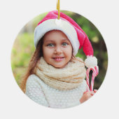 Ornement Rond En Céramique Joyeux Noël Gold Script Custom Family Photo (Dos)