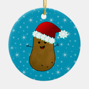 Ornement Rond En Céramique Joyeux Noël Patate