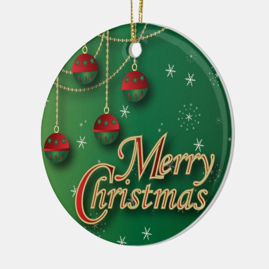 Ornement Rond En Céramique Joyeux Noël vert brillant (Gauche)