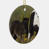 Ornement Rond En Céramique Jument et poulain miniatures en fleurs (Droite)