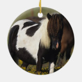 Ornement Rond En Céramique Jument et poulain miniatures en fleurs (Dos)