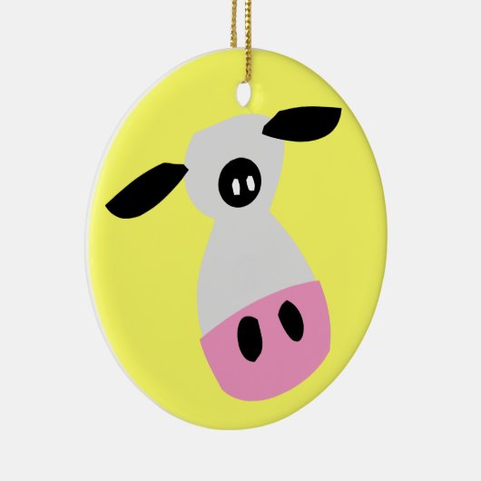 Ornement Rond En Céramique Juste une vache (Droite)