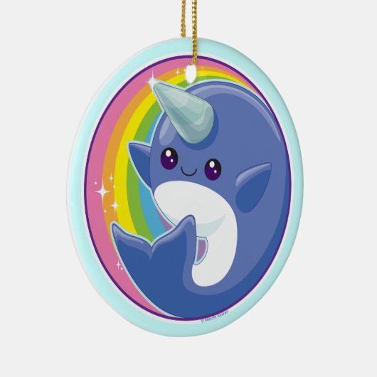 Ornement Rond En Céramique Kawaii Narwhal (Droite)