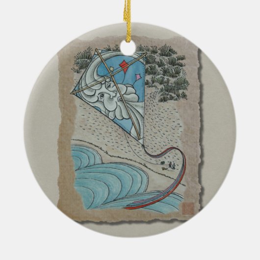 Ornement Rond En Céramique Kite & Mr. North Wind (Dos)