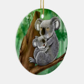 Ornement Rond En Céramique Koala et bébé mignons (Droite)