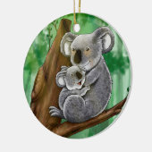Ornement Rond En Céramique Koala et bébé mignons (Gauche)