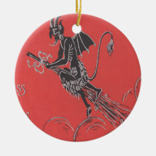 Ornement Rond En Céramique Krampus Volant Sur La Chambre