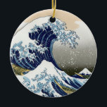 Ornement Rond En Céramique La Grande Vague Au Large De Kanagawa<br><div class="desc">Art japonais vintage La Grande vague au large de Kanagawa ou la vague .. oeuvre d'art étonnante dans le style ukiyo-e par un grand maître Katsushika Hokusai .. art vintage sur les produits modernes de Zazilicious</div>