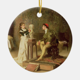 Ornement Rond En Céramique La jeune sculpteuse (huile sur la toile)