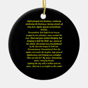 Ornement Rond En Céramique La lumière a plongé dans l'obscurité, poème