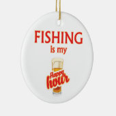 Ornement Rond En Céramique La Pêche Est Mon Heureuse Heure (Droite)