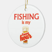 Ornement Rond En Céramique La Pêche Est Mon Heureuse Heure (Gauche)