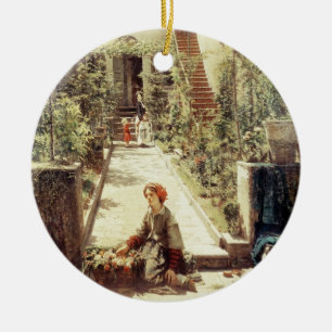 Ornement Rond En Céramique La petite demoiselle de honneur (huile sur la