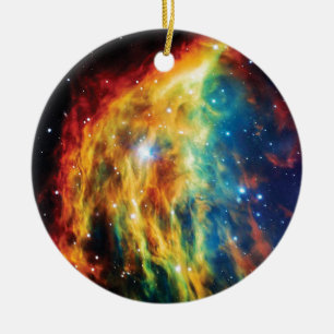 Ornement Rond En Céramique La photo de la nébuleuse Medusa Hubble dans l'espa