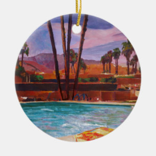 Ornement Rond En Céramique La piscine de Palm Springs