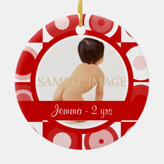 Ornement Rond En Céramique La rétro photo de Noël personnalisent (Dos)