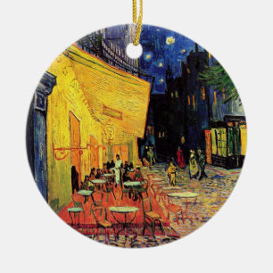 Ornement Rond En Céramique La terrasse de café dans Arles, la nuit - Van Gog