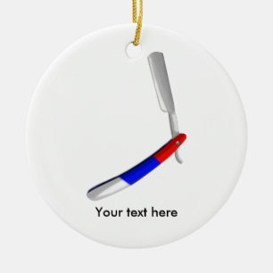Ornement Rond En Céramique Lame droite Coupe Throat Razor Rouge Blanc Et Bleu