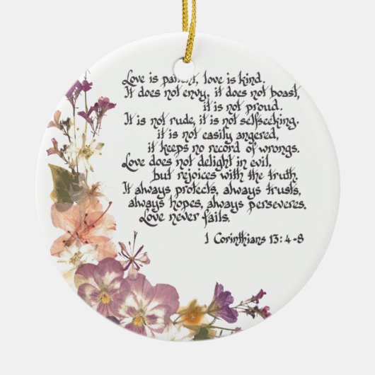 Ornement Rond En Céramique L'amour est patient (Devant)