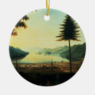 Ornement Rond En Céramique Le campement au lac George, New York, 1759 (huile